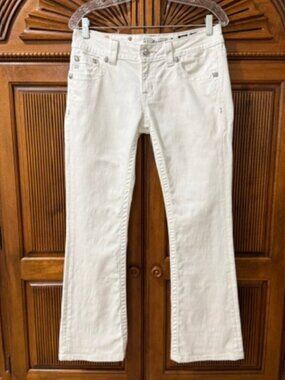 Miss Me Jeans White Bootcut Rhinestones Cowgirl Denim JE5689B4R Women's Size 28